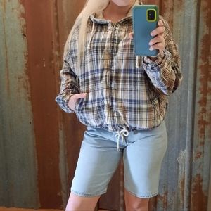 VINTAGE 90's Reversible Plaid Khaki Jacket